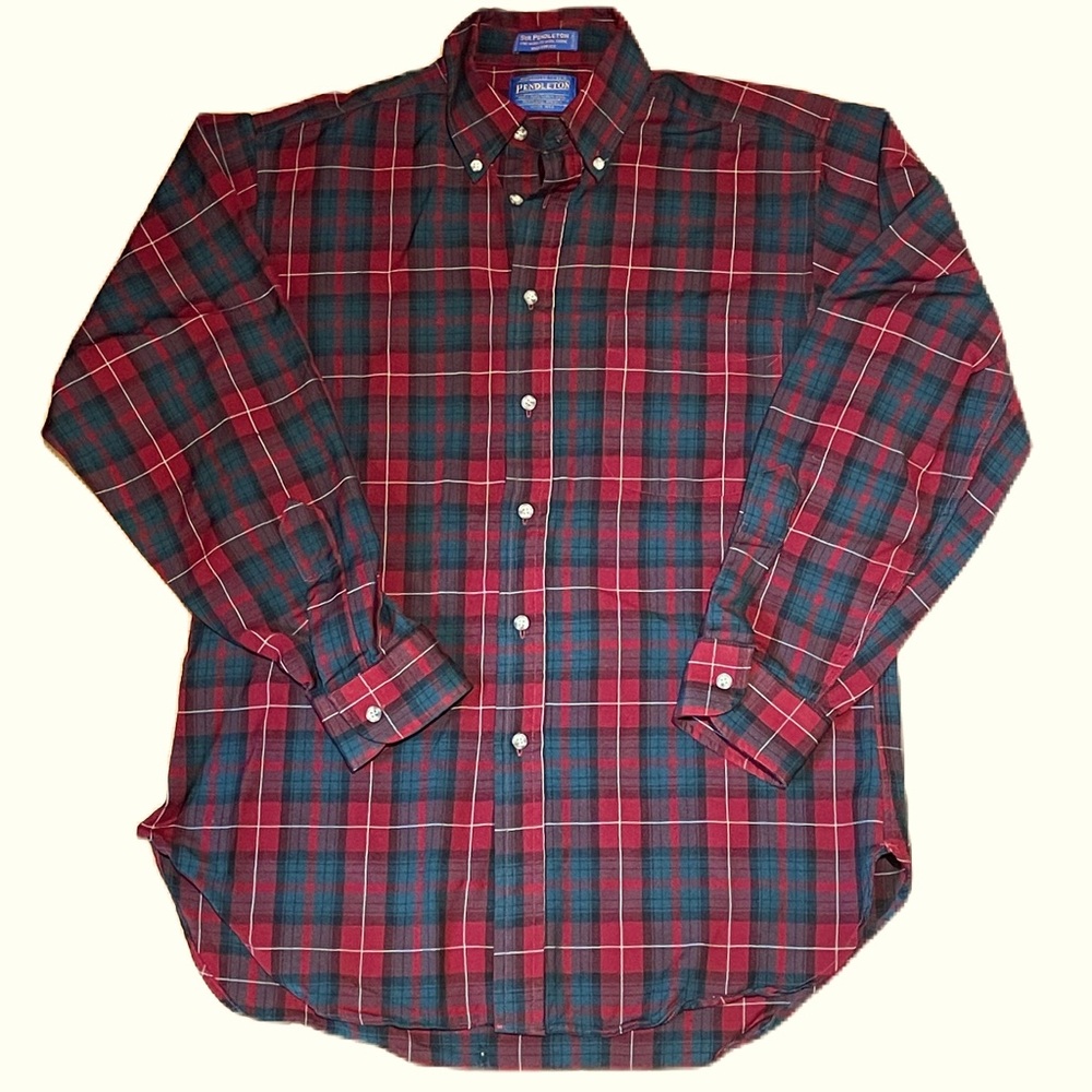 Pendleton Button Down Lightweight Wool Ls Mens Me… - image 1